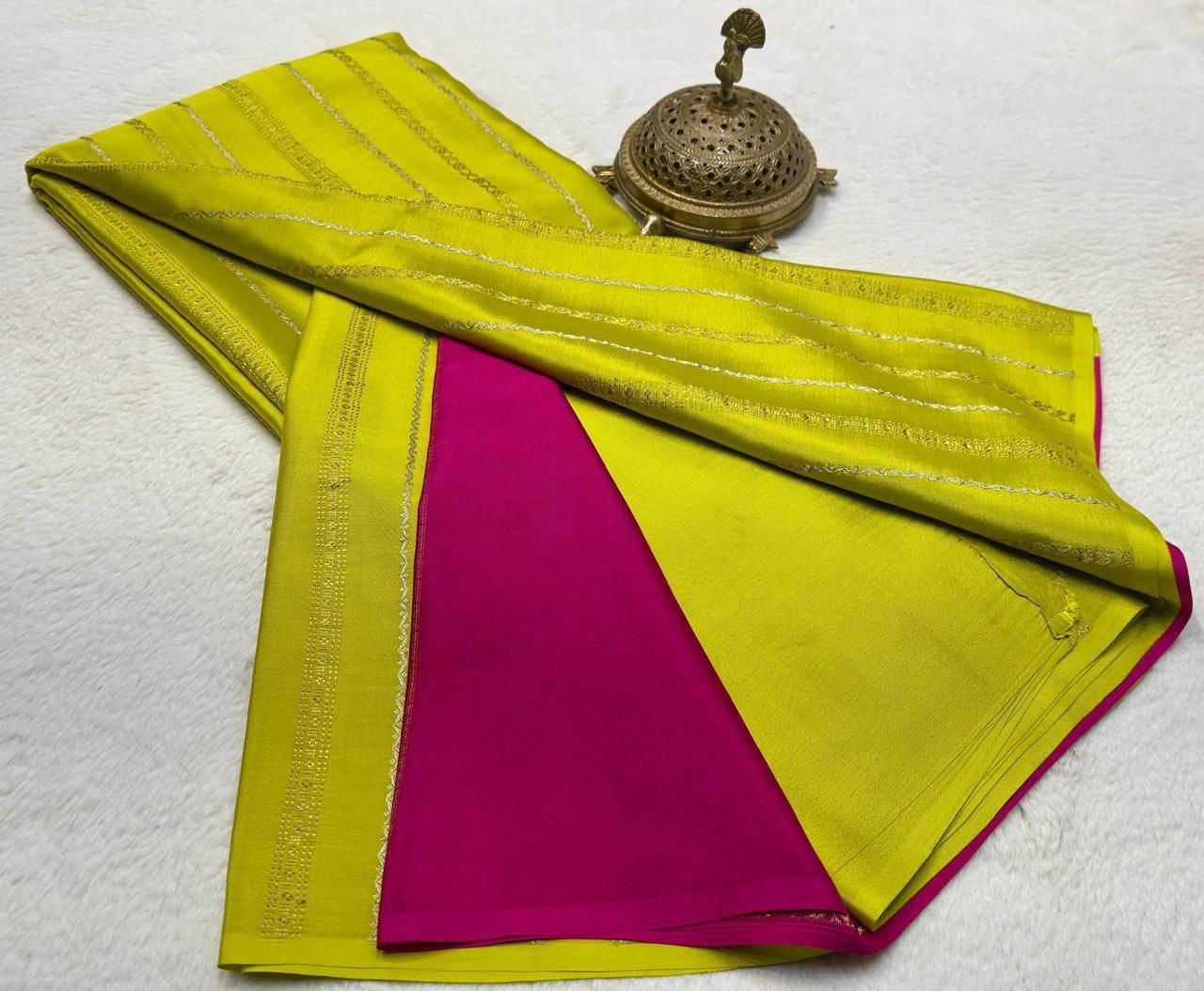 Pure Mysore Silk Half Inch Checked Saree