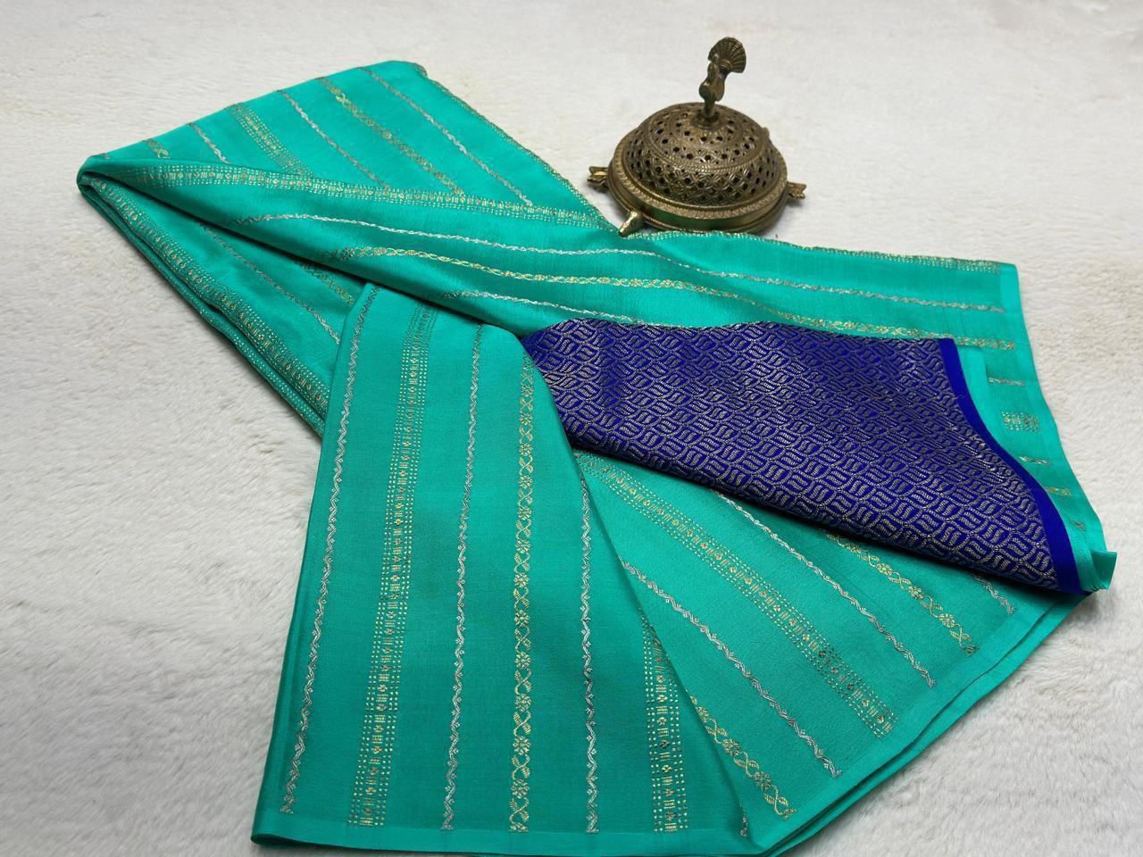 Pure Mysore Silk Half Inch Checked Saree