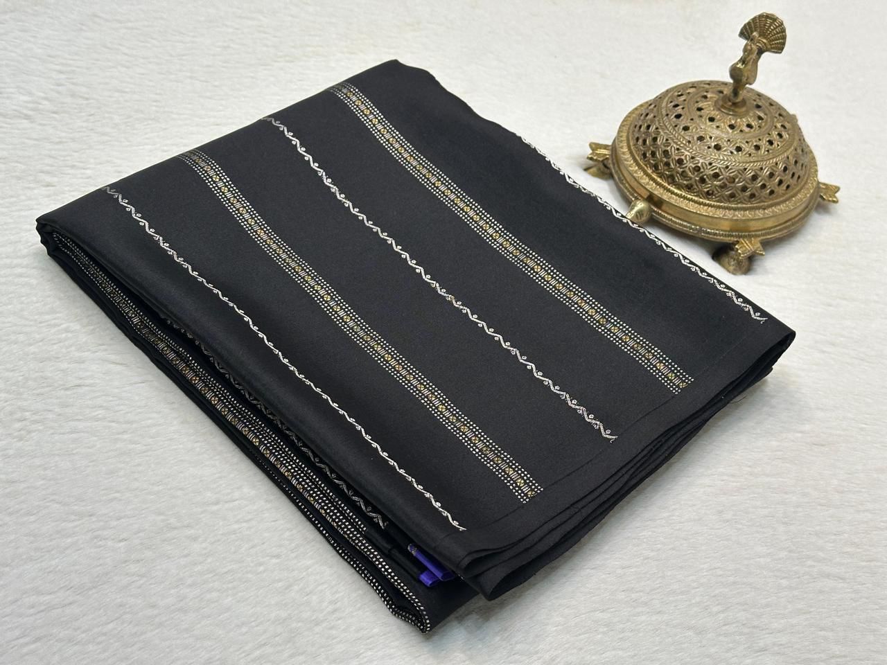 Pure Mysore Silk Half Inch Checked Saree