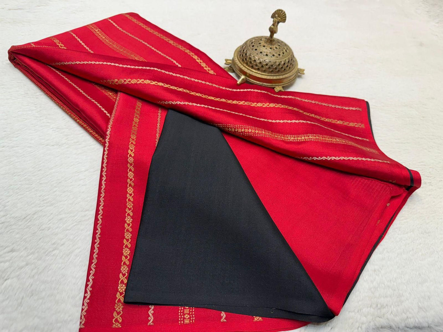 Pure Mysore Silk Half Inch Checked Saree