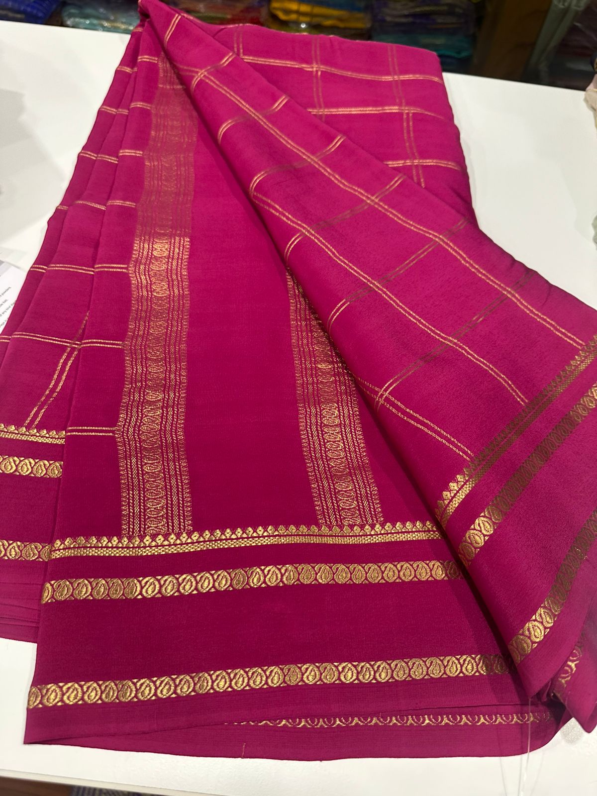 Pure Mysore Silk Saree With Pure Real Gold and Real Silver Zari Work