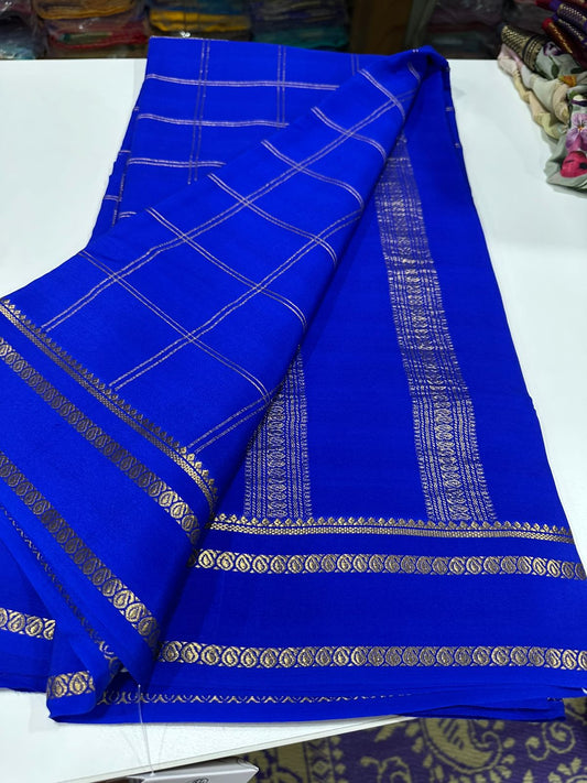 Pure Mysore Silk Saree With Pure Real Gold and Real Silver Zari Work