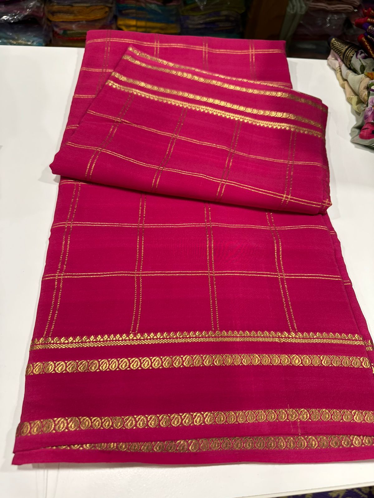 Pure Mysore Silk Saree With Pure Real Gold and Real Silver Zari Work