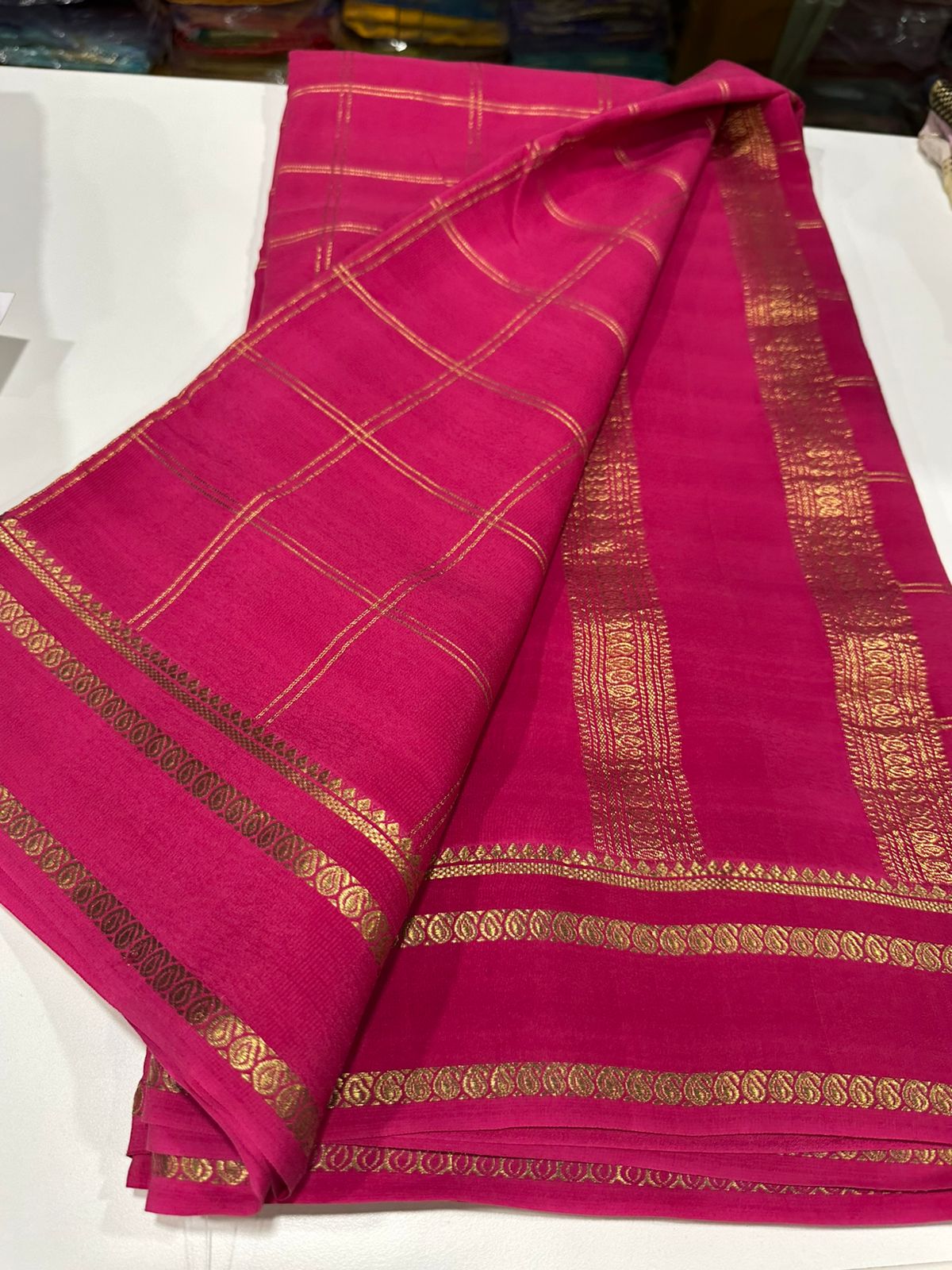 Pure Mysore Silk Saree With Pure Real Gold and Real Silver Zari Work