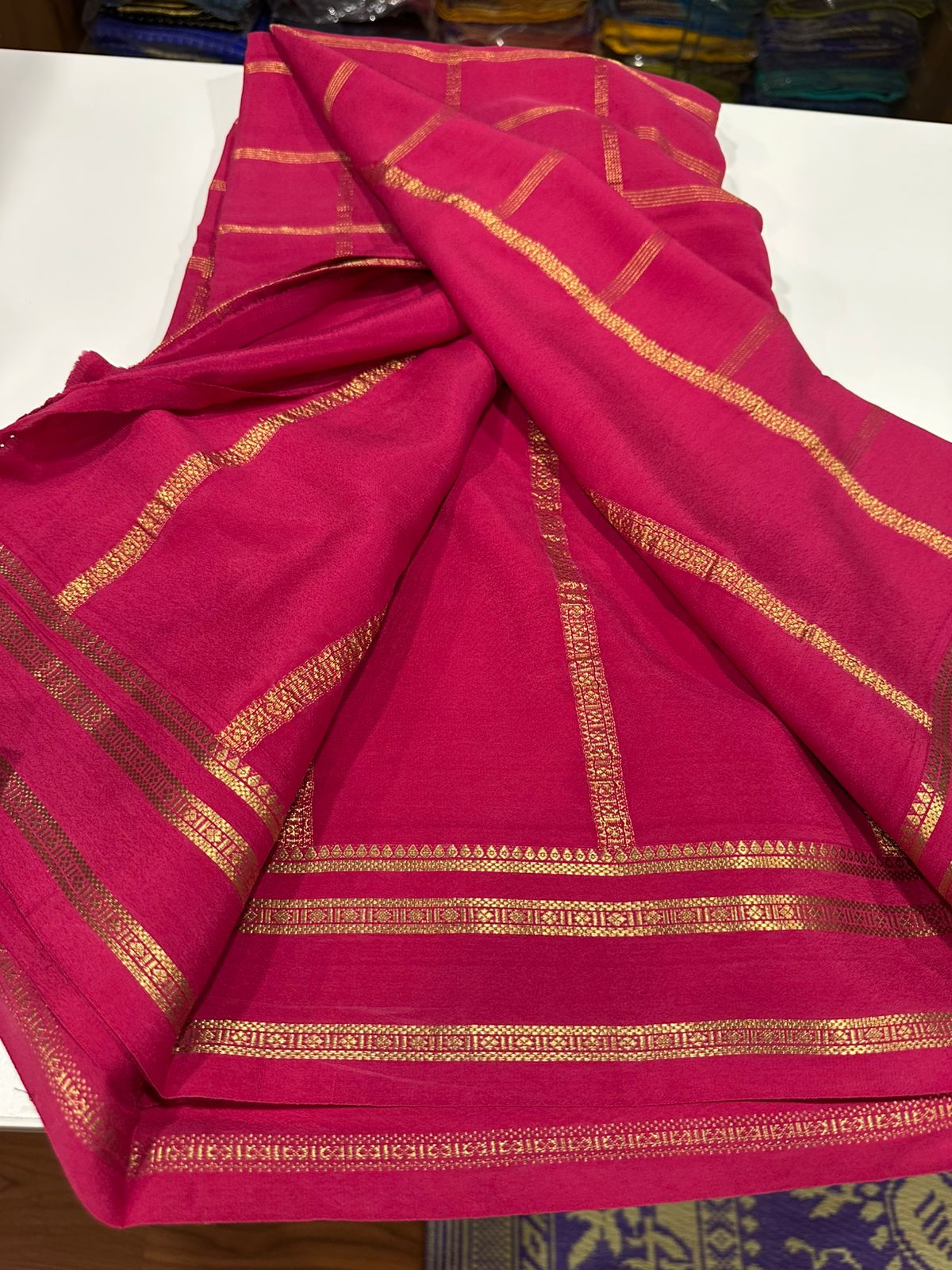 Pure Mysore Silk Saree With Pure Real Gold and Real Silver Zari Work