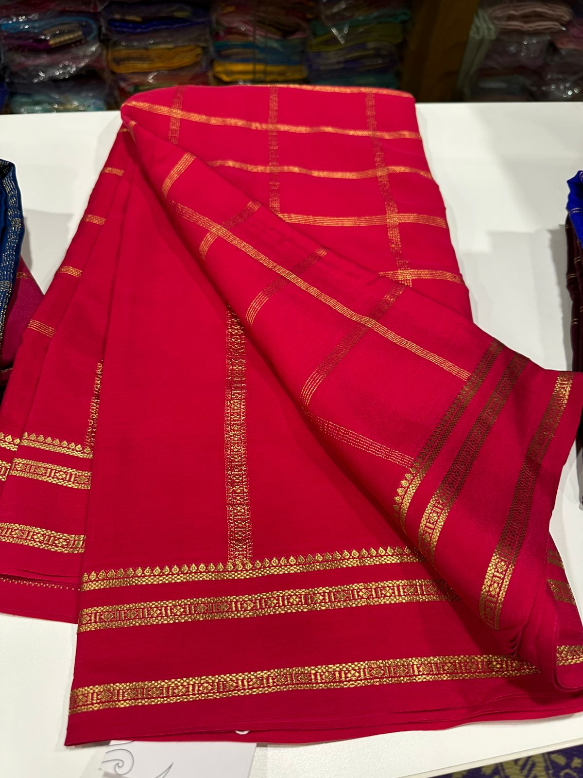 Pure Mysore Silk Saree With Pure Real Gold and Real Silver Zari Work