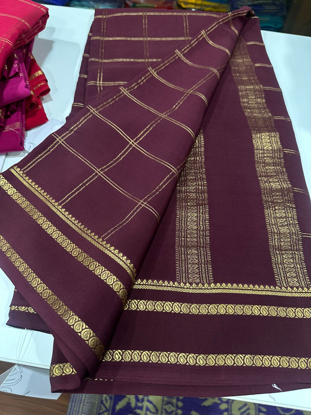 Pure Mysore Silk Saree With Pure Real Gold and Real Silver Zari Work