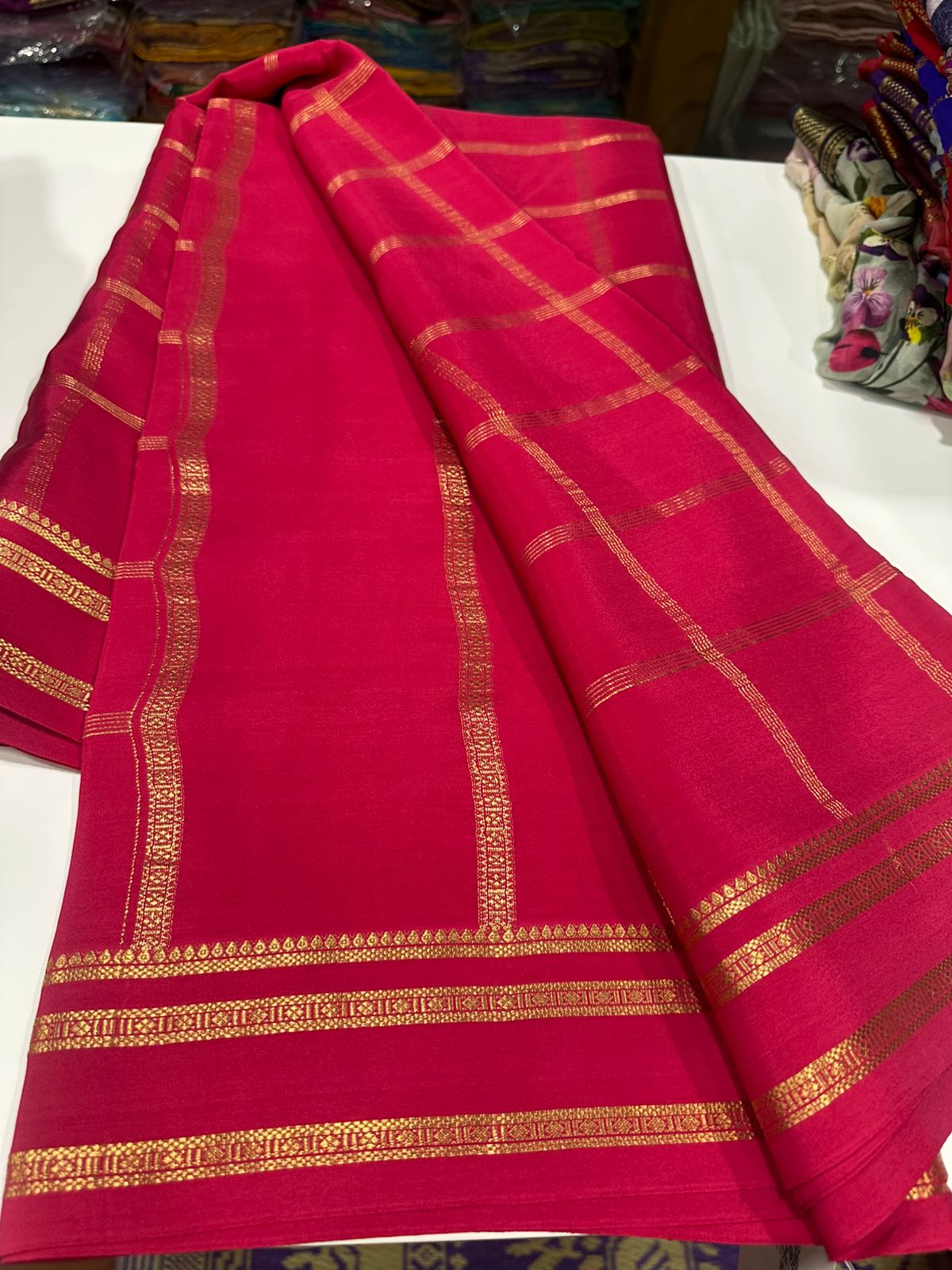 Pure Mysore Silk Saree With Pure Real Gold and Real Silver Zari Work