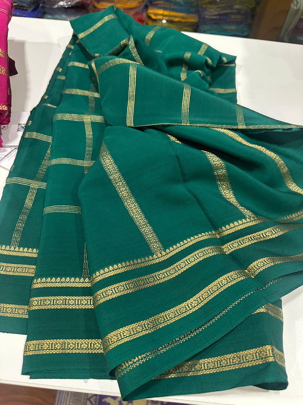 Pure Mysore Silk Saree With Pure Real Gold and Real Silver Zari Work