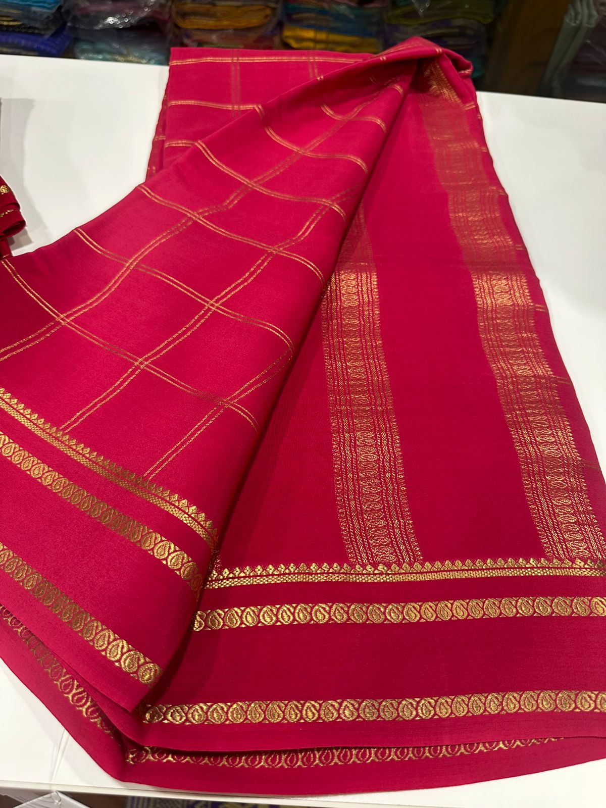 Pure Mysore Silk Saree With Pure Real Gold and Real Silver Zari Work