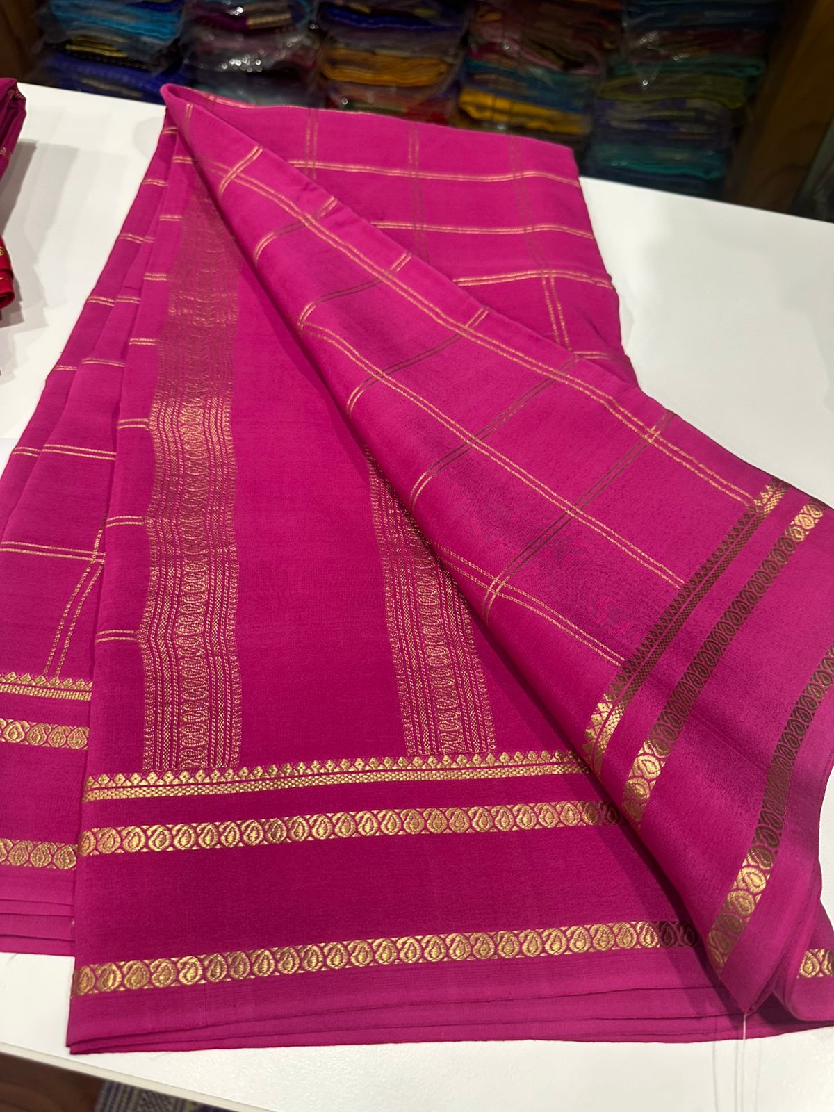 Pure Mysore Silk Saree With Pure Real Gold and Real Silver Zari Work