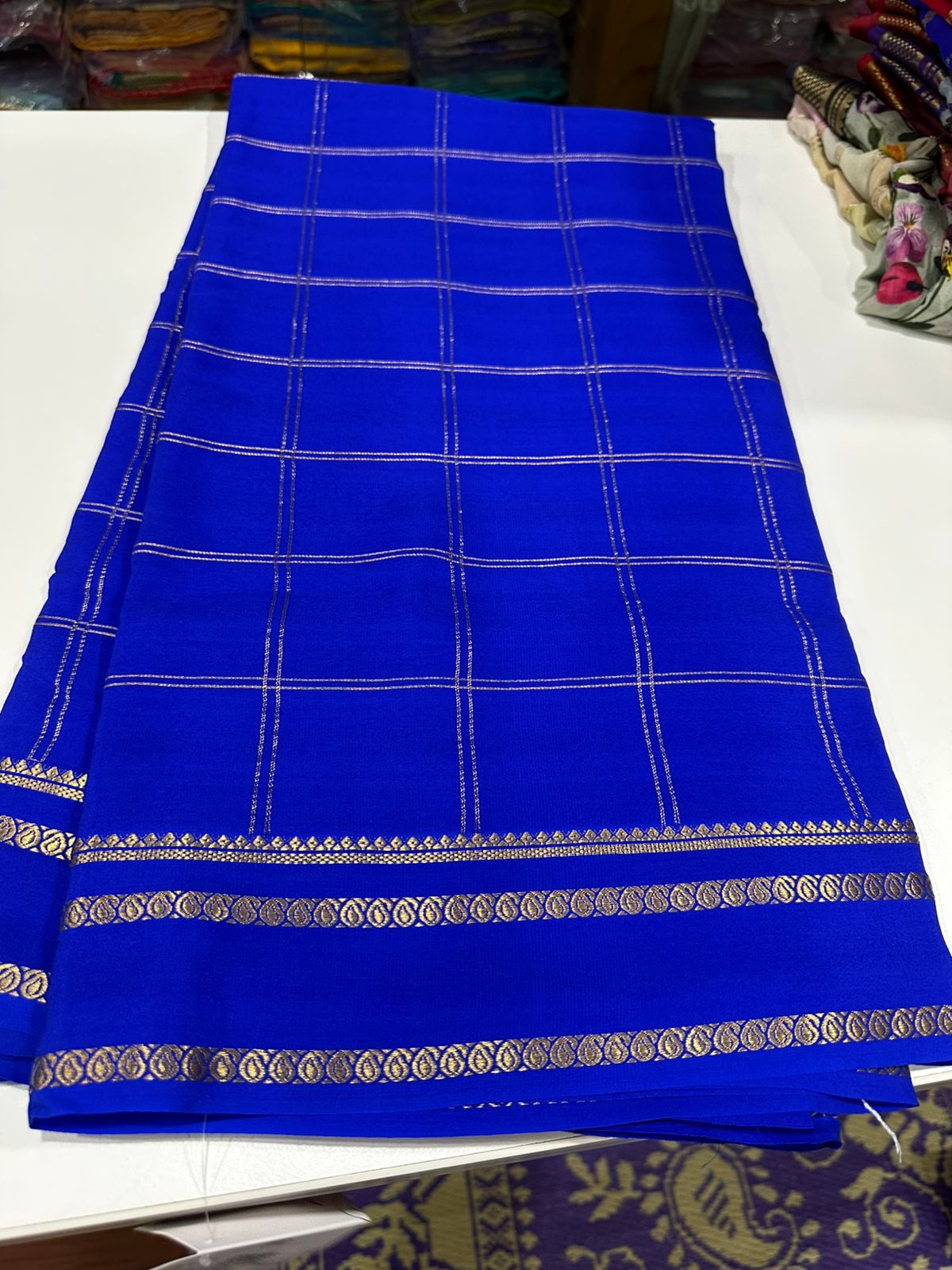 Pure Mysore Silk Saree With Pure Real Gold and Real Silver Zari Work