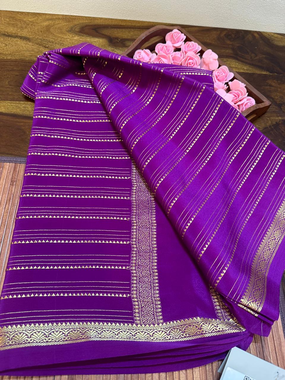 Magenta checked silk cotton saree with rettai pet border