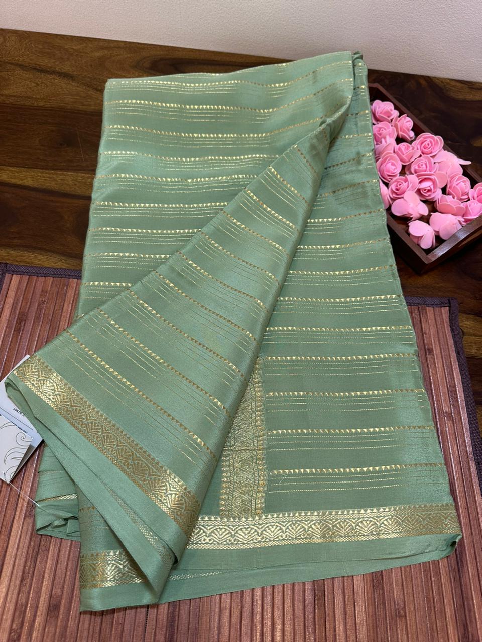 Baby Pink Kubera Pattu/ Semi Silk Saree with Silver Zari Work – Sharvari's