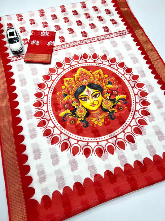 Red Devi Durga Pooja Special Saree Edition