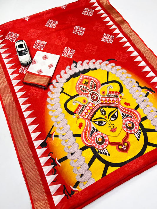 Red Devi Durga Pooja Special Saree Edition