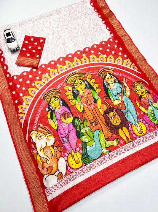 Red Devi Durga Pooja Special Saree Edition