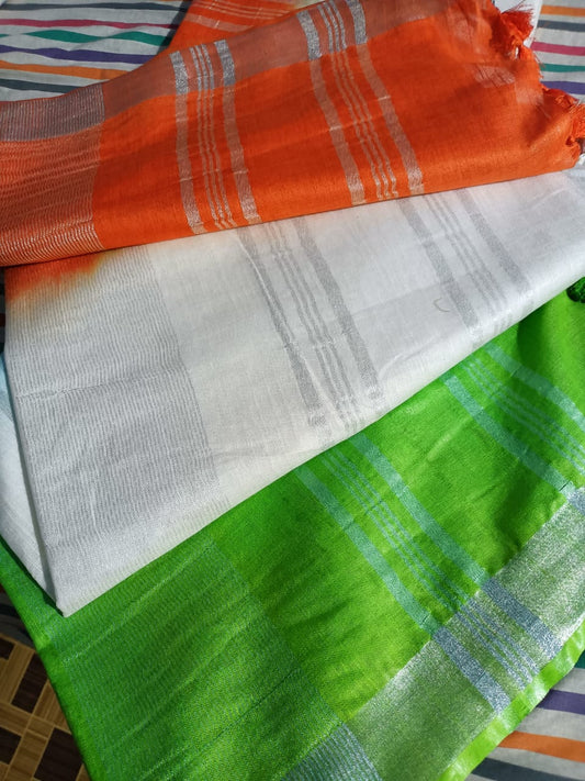 Semi Linen Tricolor Sarees