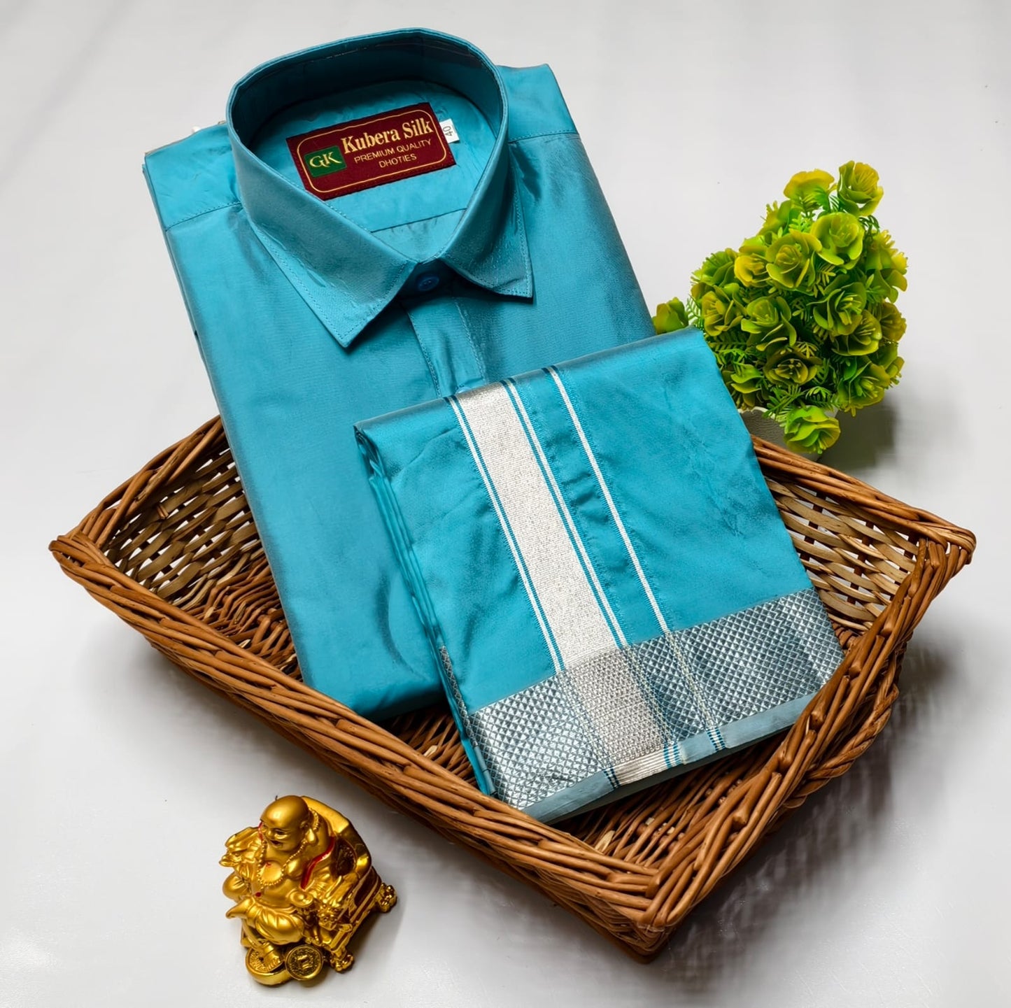 Regal Match Father & Son Semi Silk Veshti Shirt Combo