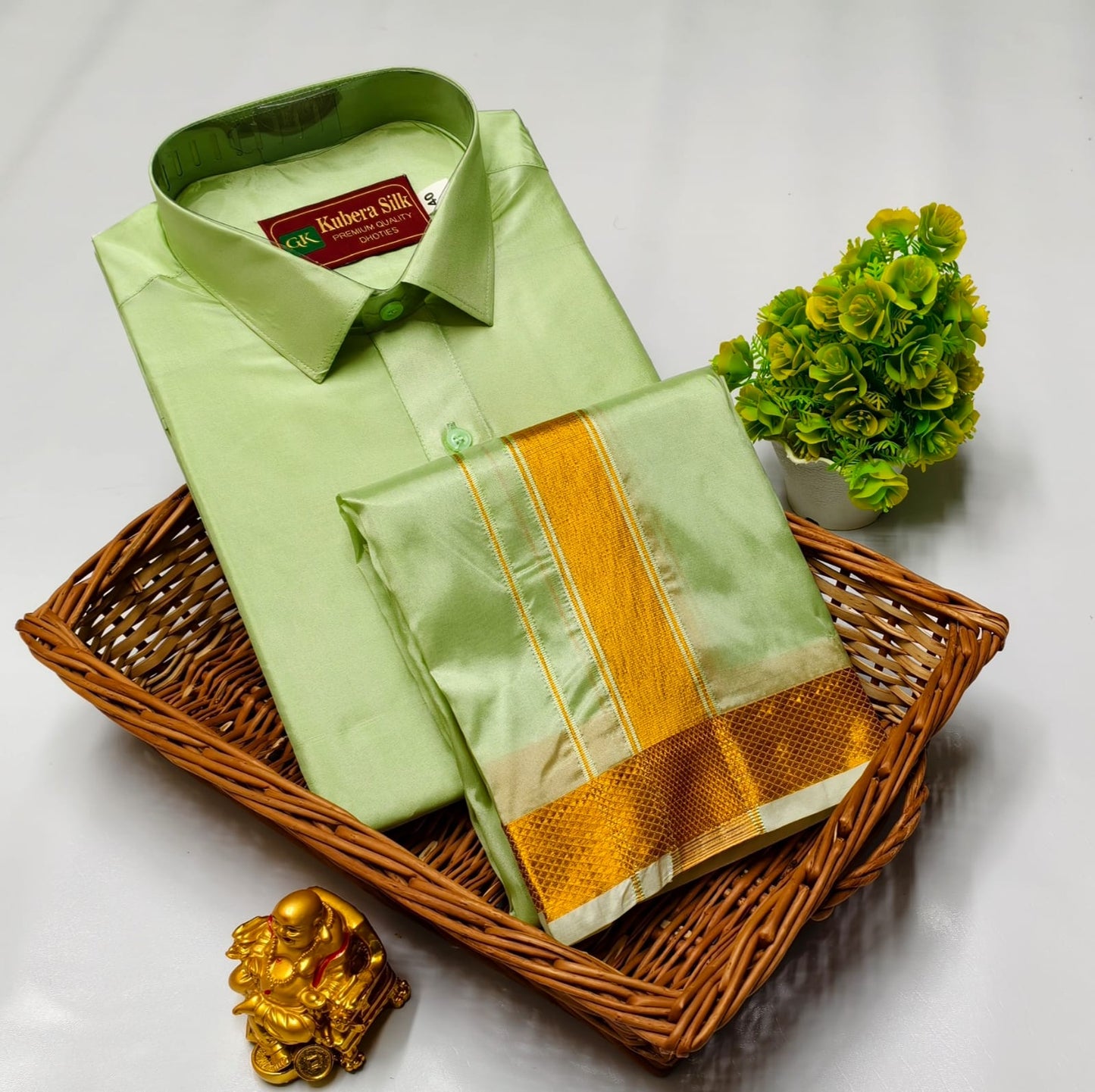 Tradition Twins Father Son Semi Silk Dhoti Shirt Set