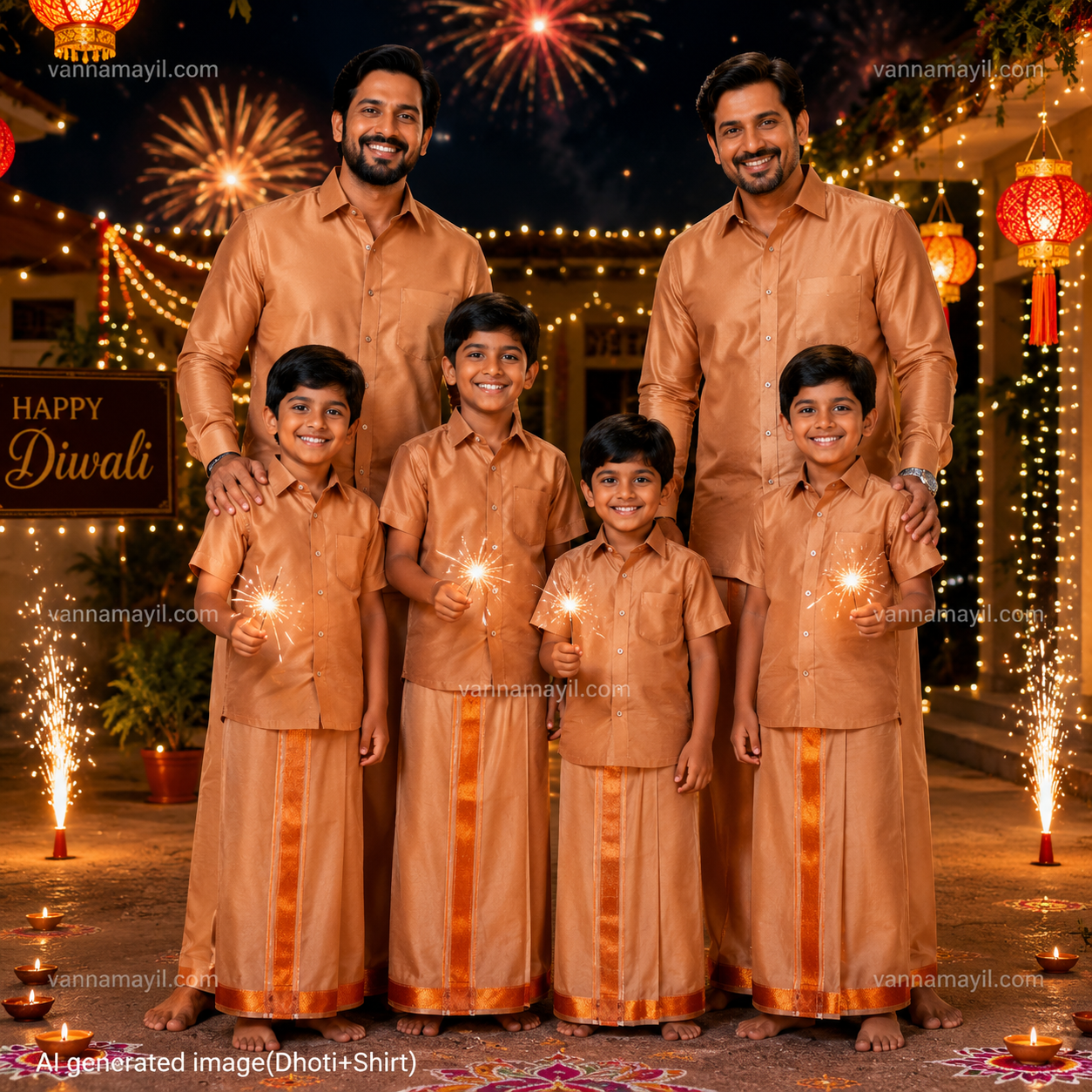 Royal Festive Father & Son Semi Silk Dhoti Shirt Collection