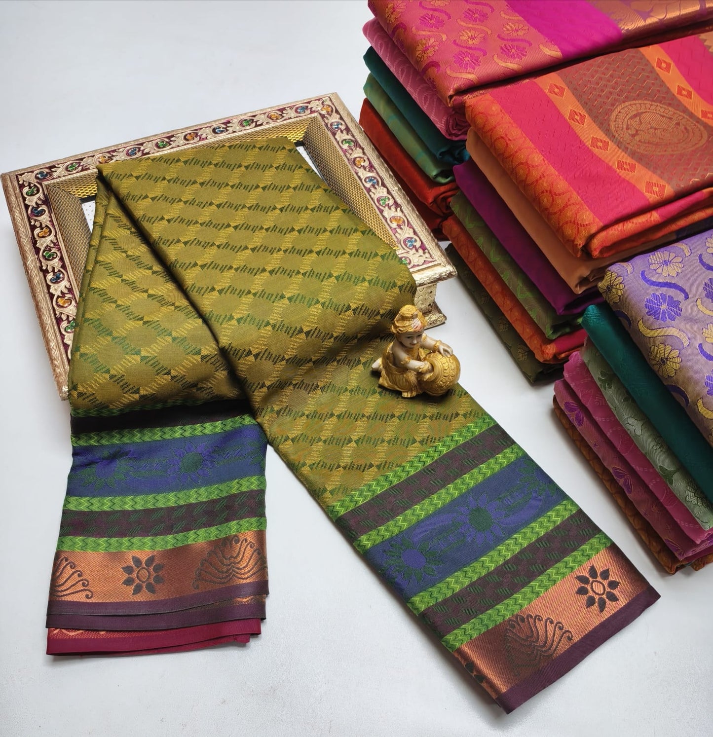 Semi Silk in Budget-Friendly Embossed Saree