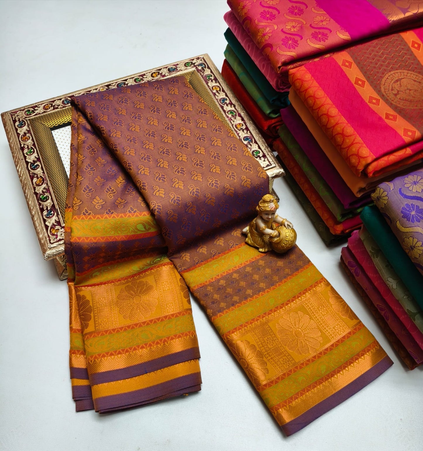 Semi Silk in Budget-Friendly Embossed Saree