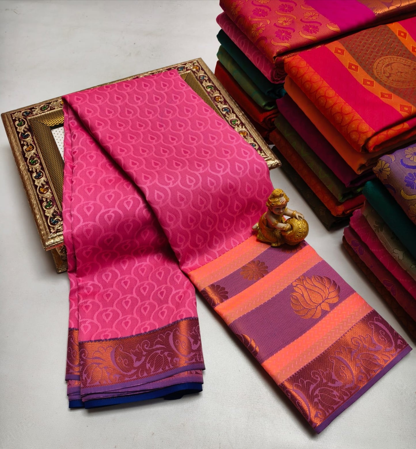 Semi Silk in Budget-Friendly Embossed Saree