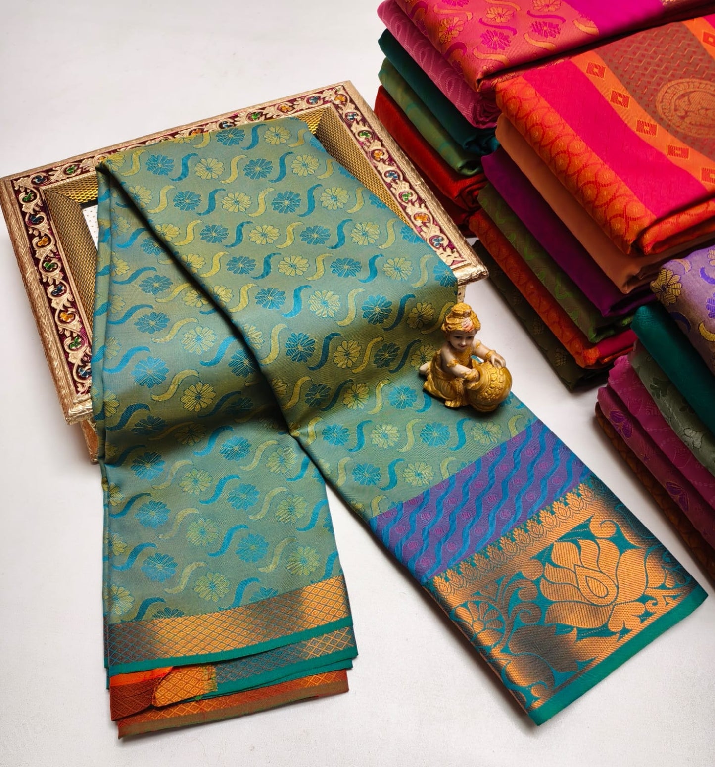 Semi Silk in Budget-Friendly Embossed Saree