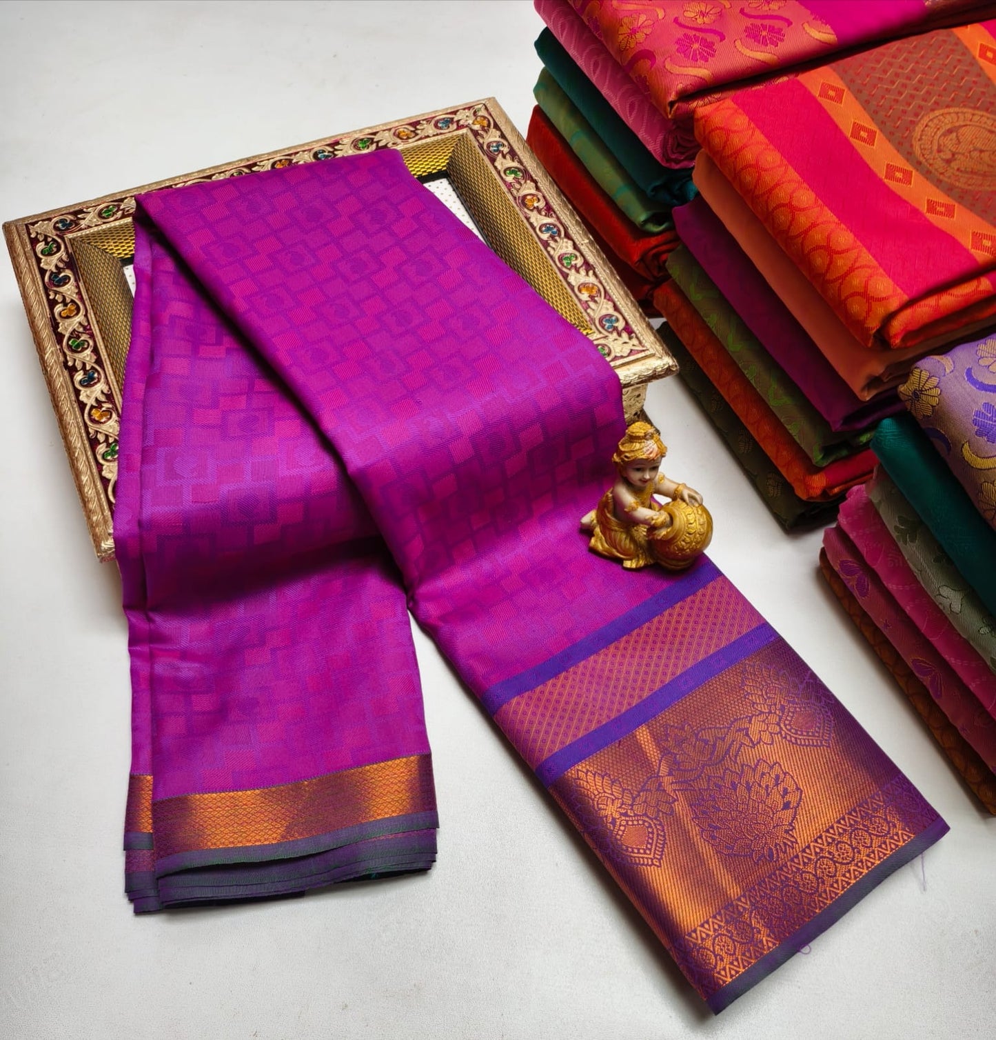 Semi Silk in Budget-Friendly Embossed Saree