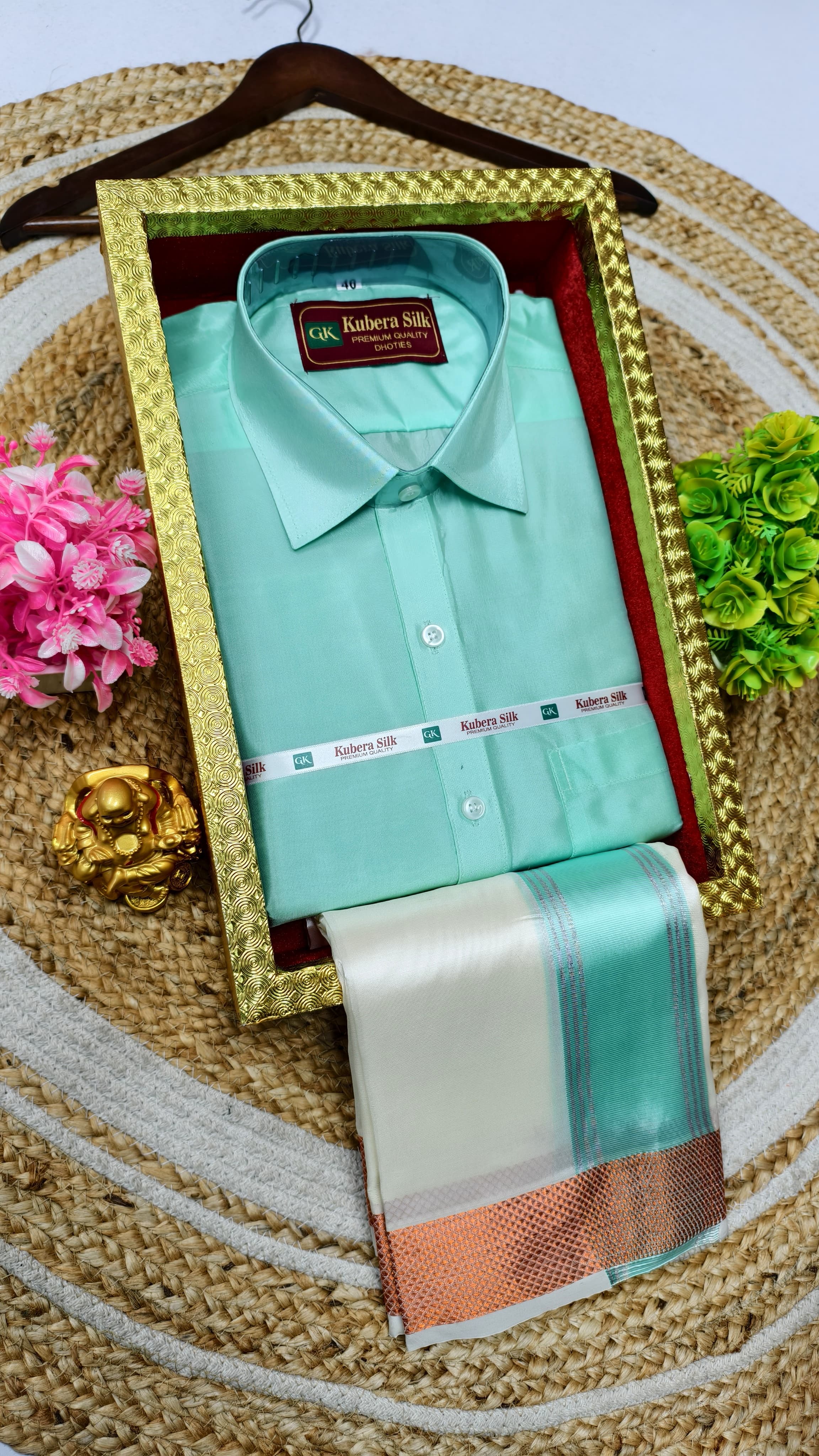 Semi-Silk Men's Adult Shirt and Dhoti Set – www.vannamayil.com