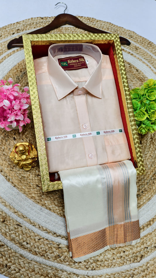 Semi-Silk Men's Adult Shirt and Dhoti Set