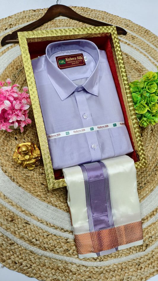 Semi-Silk Men's Adult Shirt and Dhoti Set