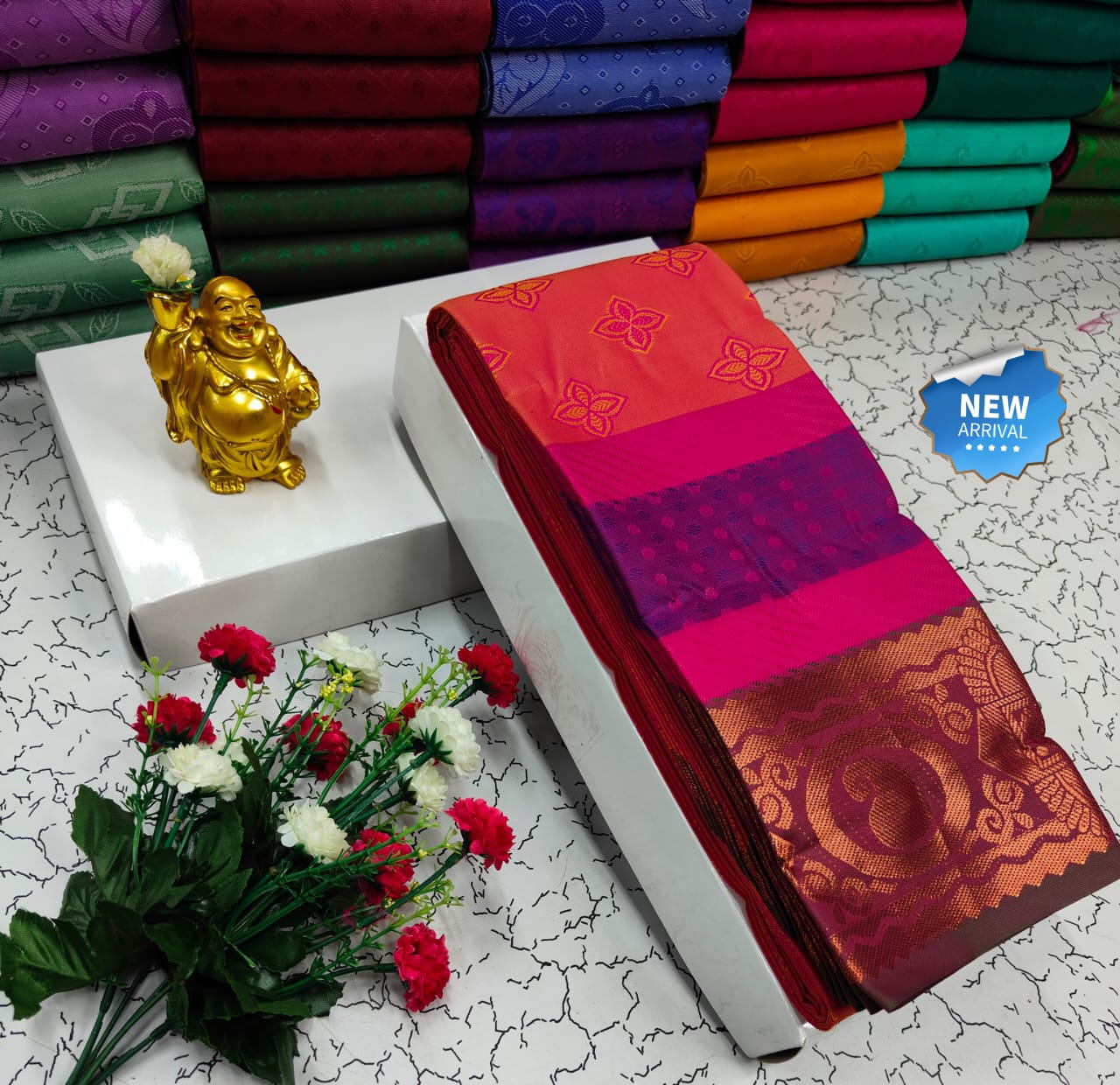 Semi Silk Blended Embossed Saree