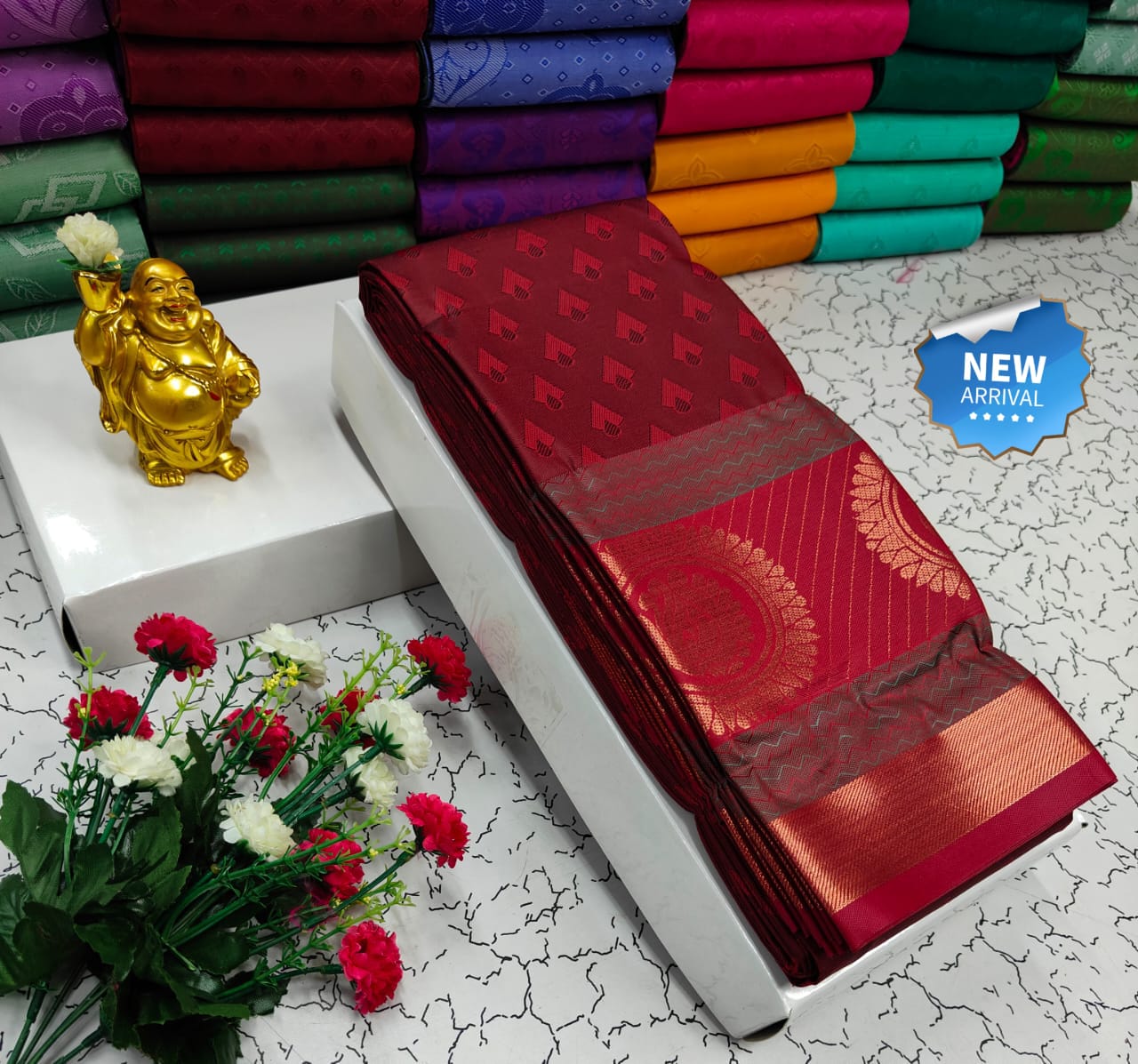 Semi Silk Blended Embossed Saree