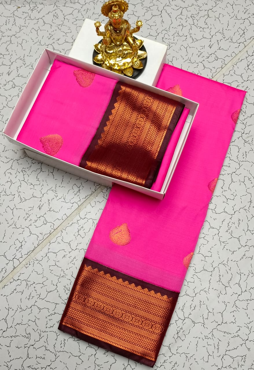 Dharmavaram Style Wedding Semi Silk Saree