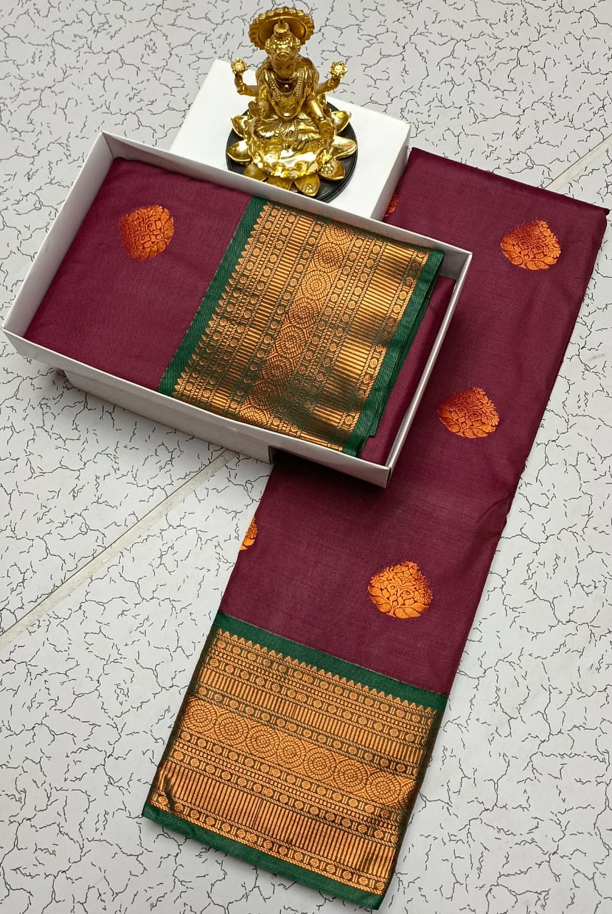 Dharmavaram Style Wedding Semi Silk Saree