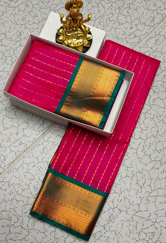 Traditional Semi Silk Saree with Zari Border