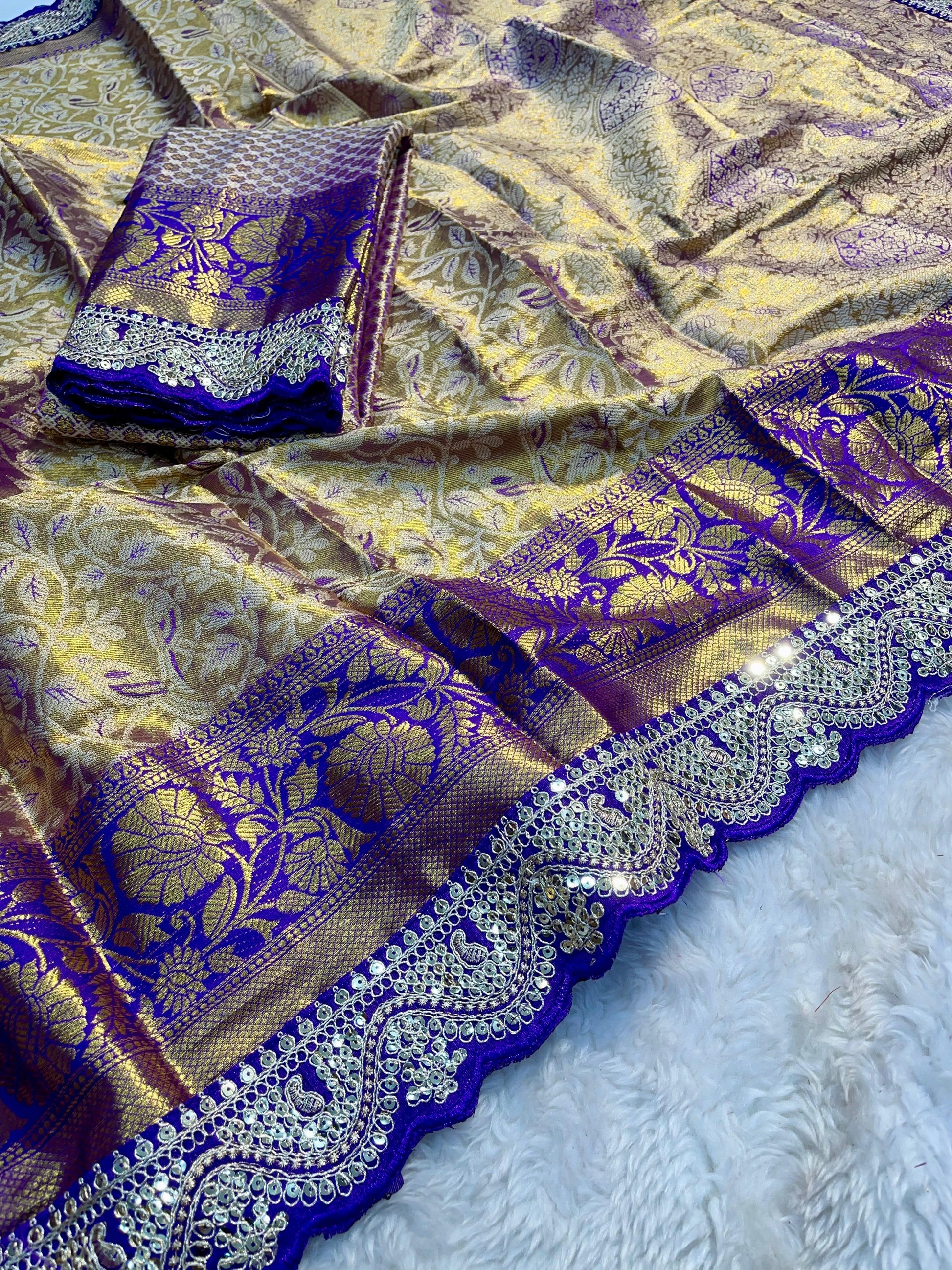 Semi silk with mina weaving saree