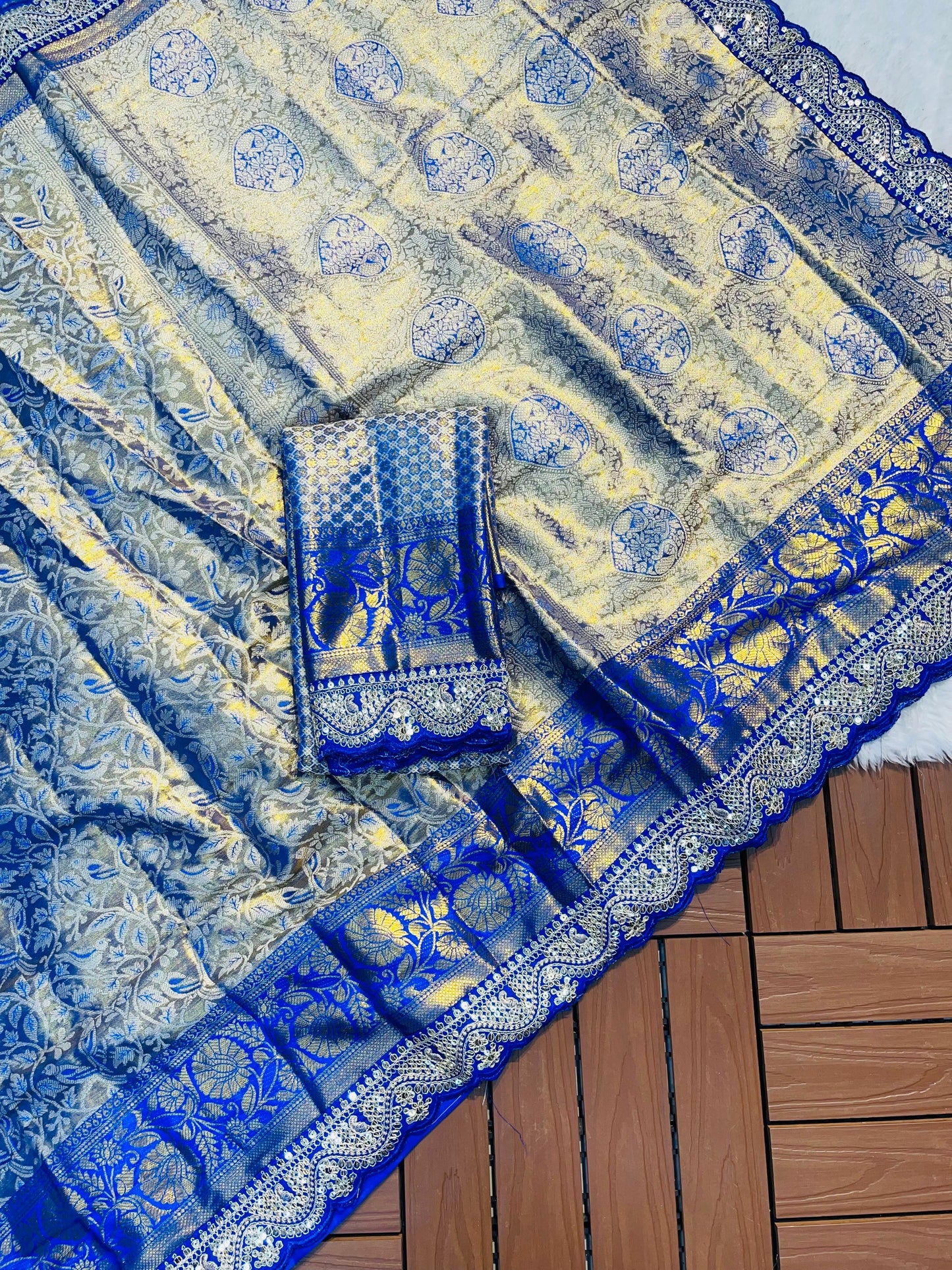 Semi silk with mina weaving saree