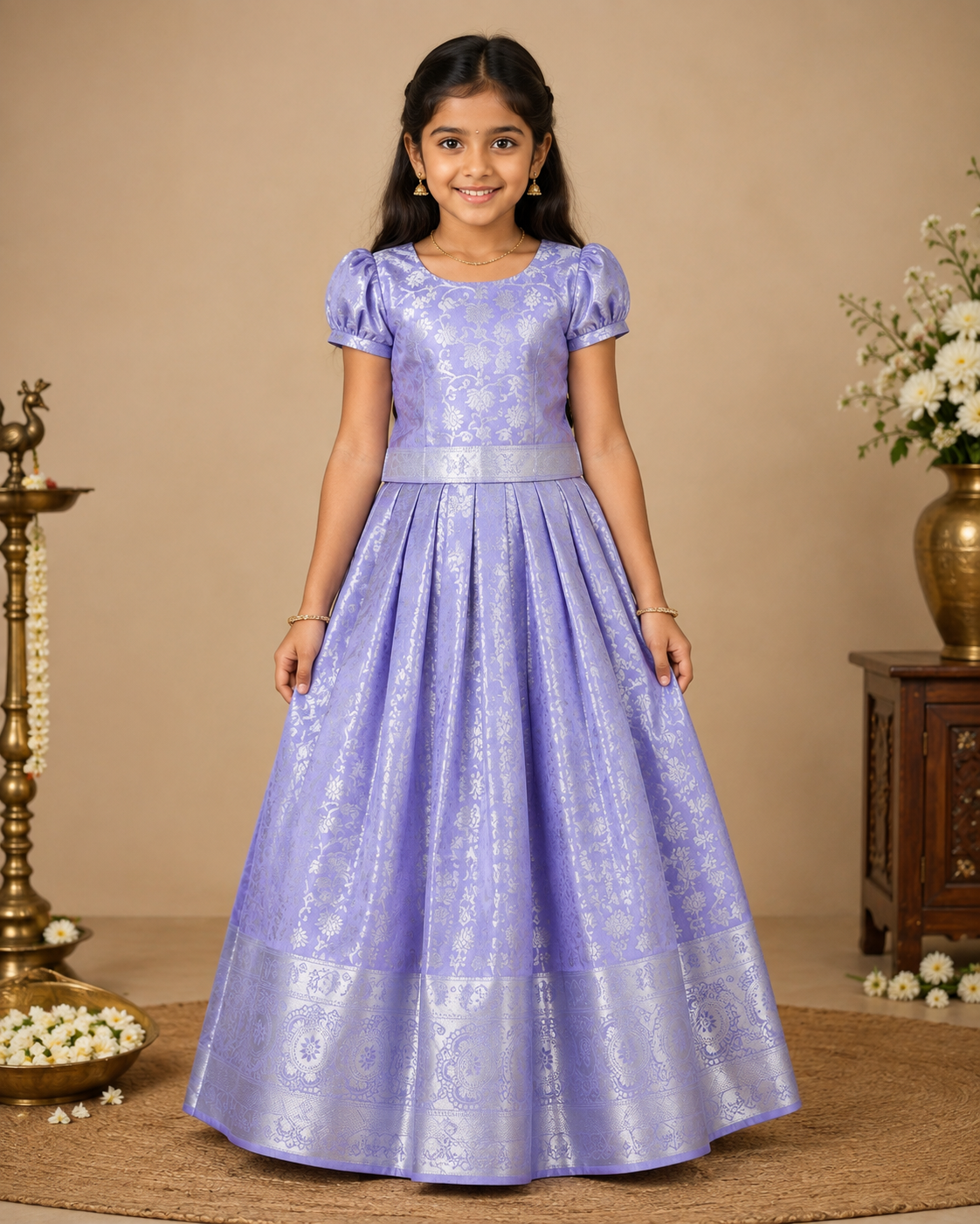 Semi silk kids skirt and top