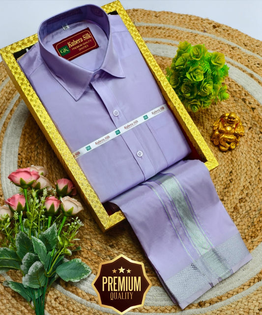 Semi-Silk Men's Adult Shirt and Dhoti Set