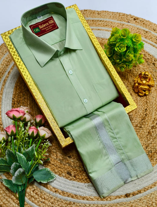 Semi-Silk Men's Adult Shirt and Dhoti Set
