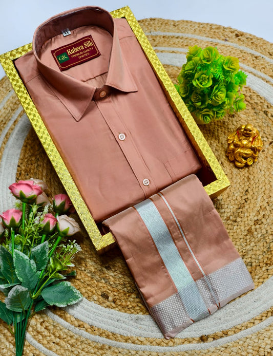 Semi-Silk Men's Adult Shirt and Dhoti Set