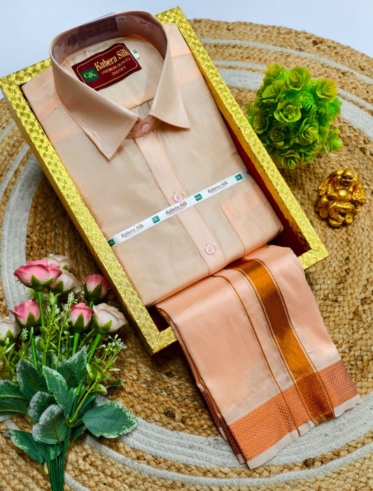 Semi-Silk Men's Adult Shirt and Dhoti Set