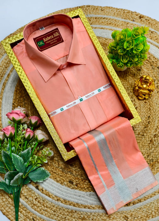 Semi-Silk Men's Adult Shirt and Dhoti Set