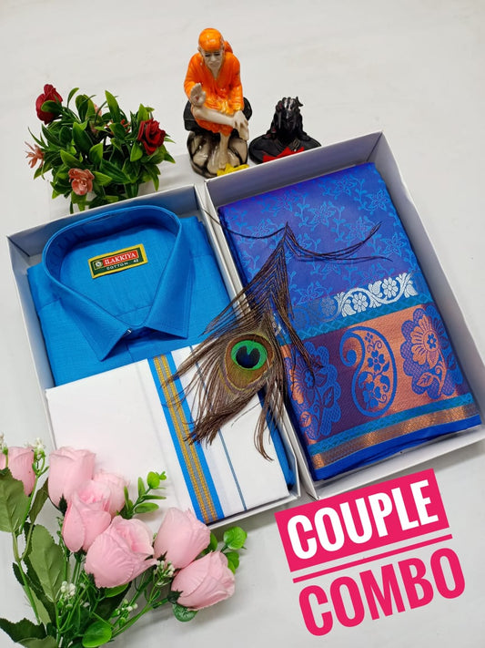 Radiant Harmony – Vesti Shirt & Embossed Saree