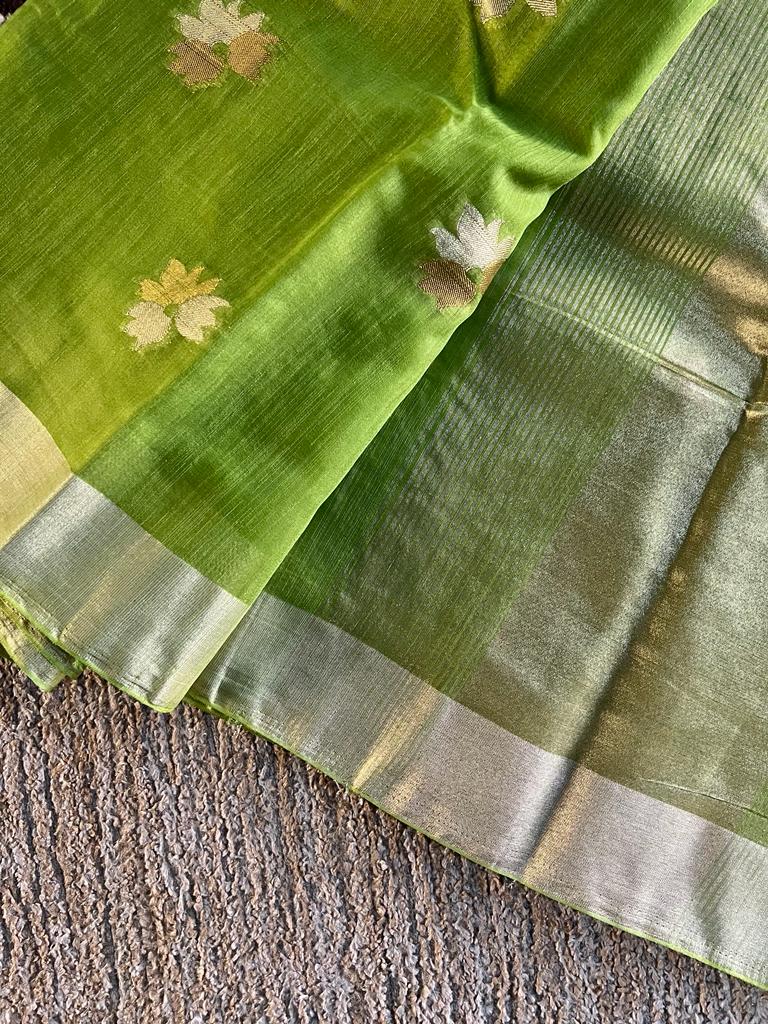 Soft and silky  linen mix chanderi silk saree