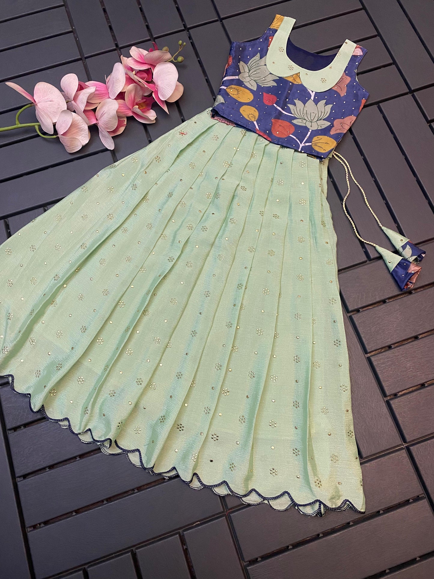 Soft Chinon Silk Skirt and Top for Kids