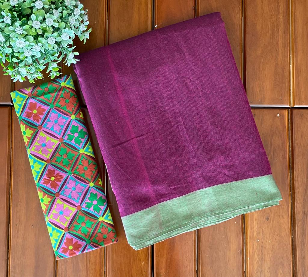 Soft cotton saree – www.vannamayil.com